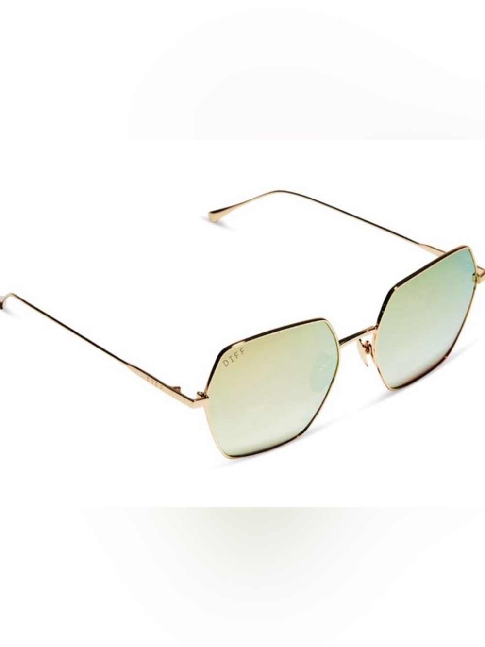BRAND NEW- NEVER WORN DIFF Gold Frame Yellow MIRROR Lenses Sunglasses